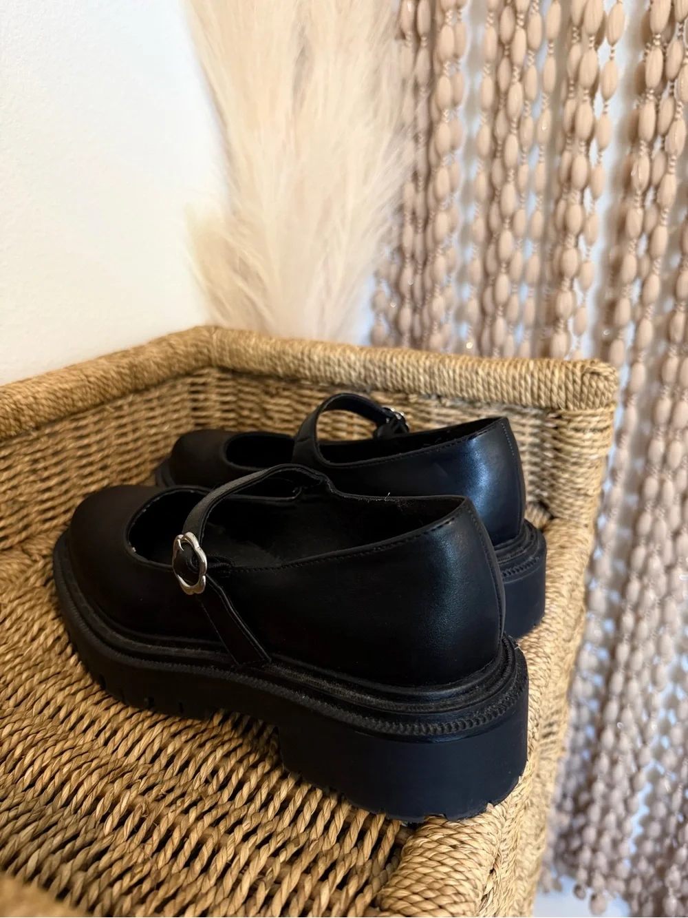 Women’s Black Mary Jane Flats Round Toe Faux Leather Buckle Strap American Eagle